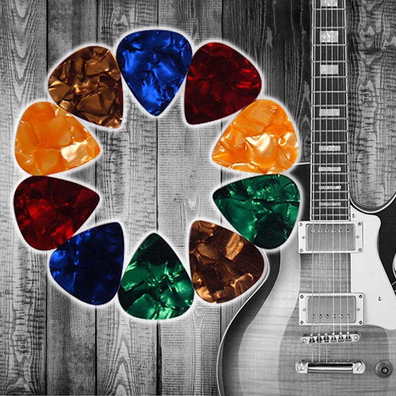 Augshy Guitar Picks, 150 Pack Premium Celluloid Guitar Pick Variety Pack with Organizer Storage Box Includes Thin, Medium & Heavy Gauges for Acoustic Guitar, Electric Guitar, Bass（0.46 0.71 0.96mm) 3 size