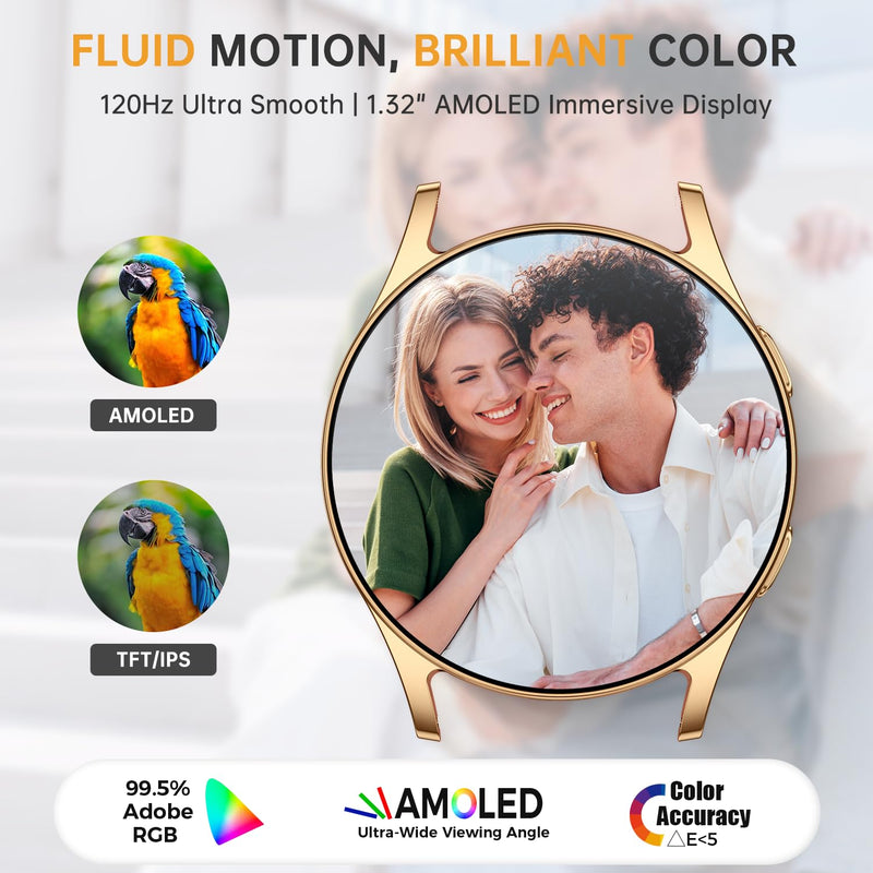 AI Smart Watch for Women Men with GPT, 1.32" AMOLED Ultra-Clear Screen Fitness Tracker with Heart Rate/Sleep/SpO2 Monitor, Waterproof Smartwatch for Android/iPhone Phones