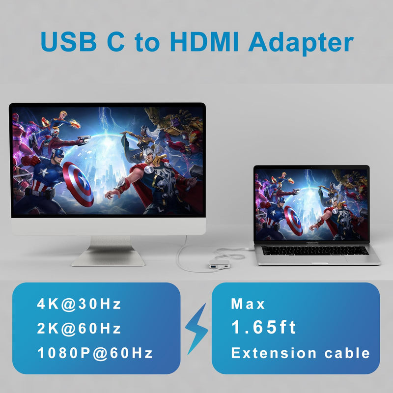 Battony USB-C to HDMI Adapter for Macbook Pro Air