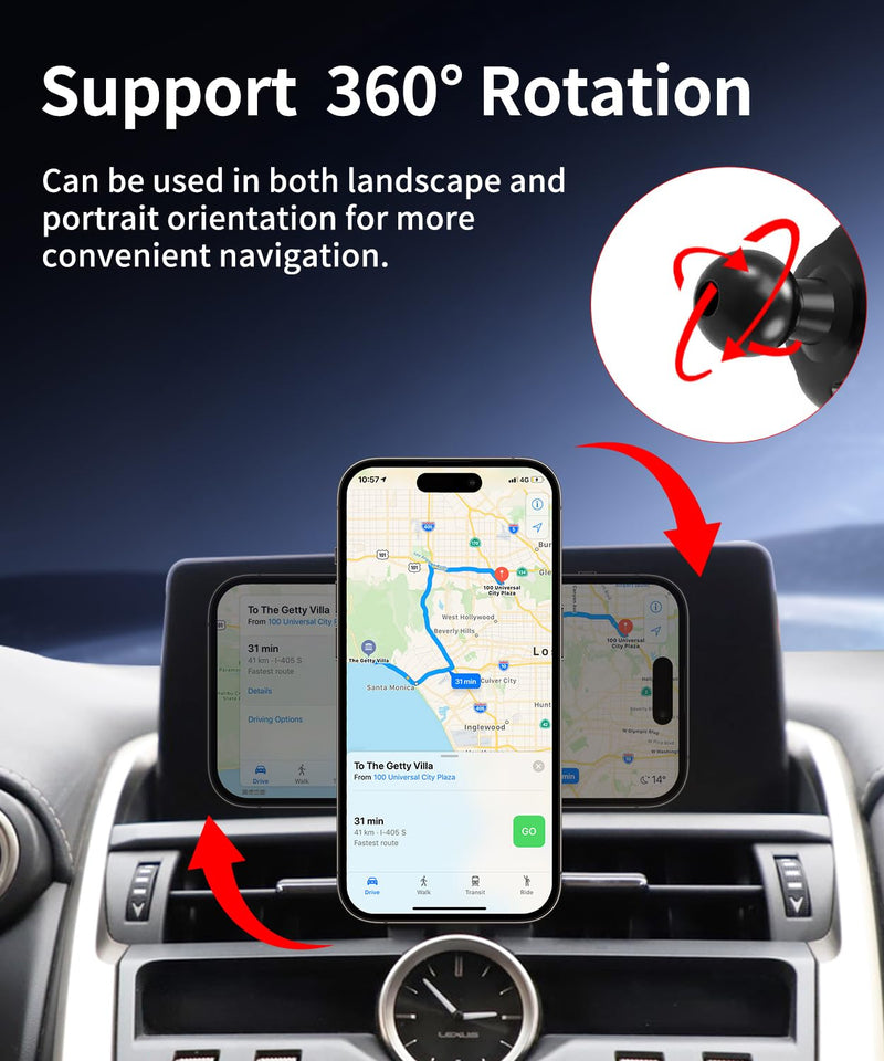 Car Phone Holder for Lexus NX 200t / 300 / 300h 2015-2021 Auto Accessories, Cell Phone Mount Compatible with MagSafe, 360° Rotation, Hands Free Not Affect Air Vent