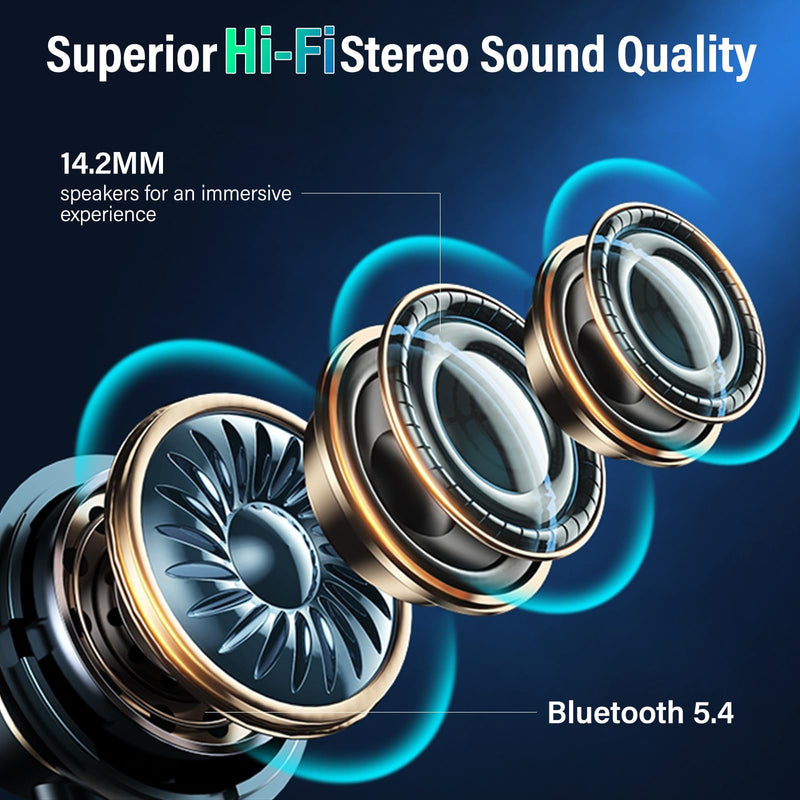 Wireless Earbuds, Bluetooth 5.4 Headphones, 48H Deep Bass Stereo Ear Buds, 5 EQ Modes, ANC/ENC Noise Cancelling, Blue