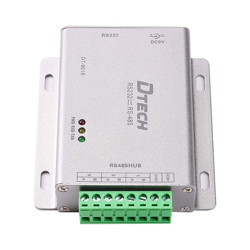 DTECH Industrial Grade RS232 to RS485 Serial Converter 3 Channel RS-485 Expansion Hub with 600W Surge Protection TX RX LEDs Power Adapter Terminal Block
