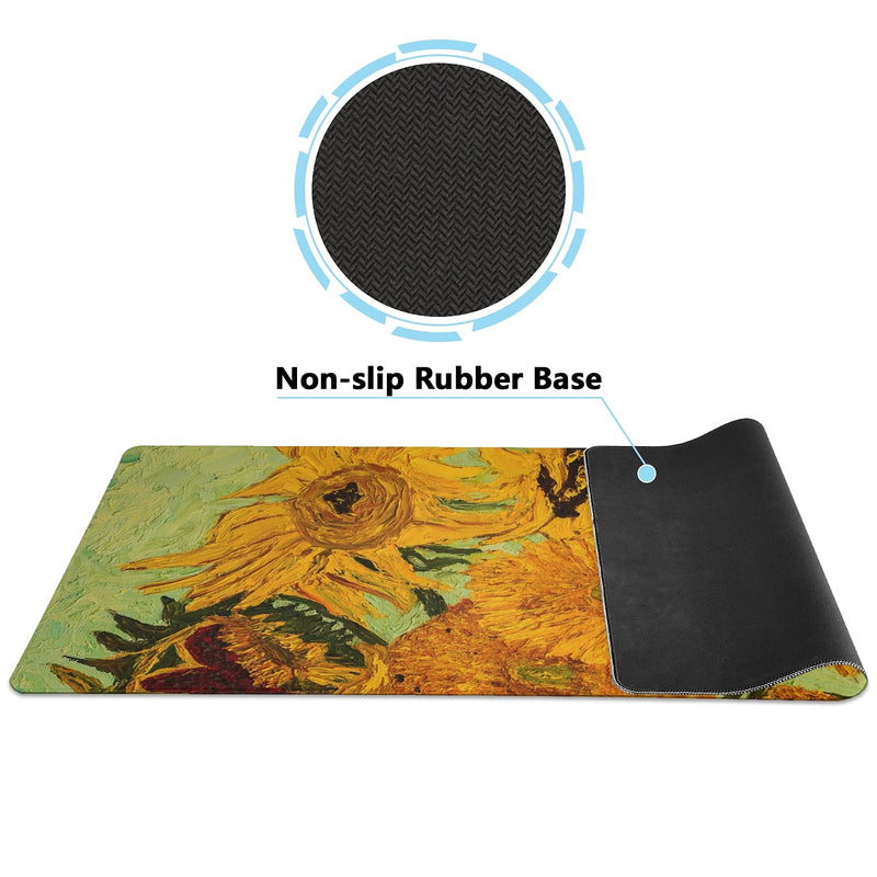 ALAZA Sunflower Print Van Gogh Large Gaming Mouse Pad Big Mousepad Mice Keyboard Mat with Non-Slip Rubber Base for Computer Laptop Home & Office, 35.4 X 15.7 inch 35.4 x 15.7in / 90 x 40cm Multi 1