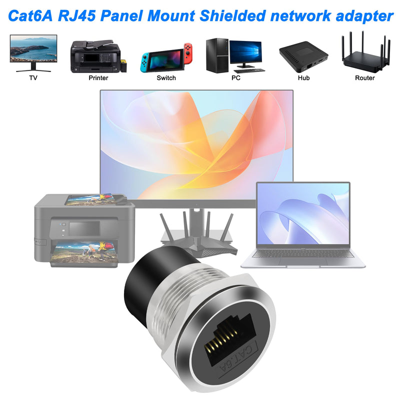 [AUSTRALIA] - XMSJSIY RJ45 CAT6A Panel Mount Adapter Thread Fixed Mount Coupler Ethernet Female to Female Pass-Through Connector Cat6A/CAT6/CAT5E 8P8C Network Socket LAN 