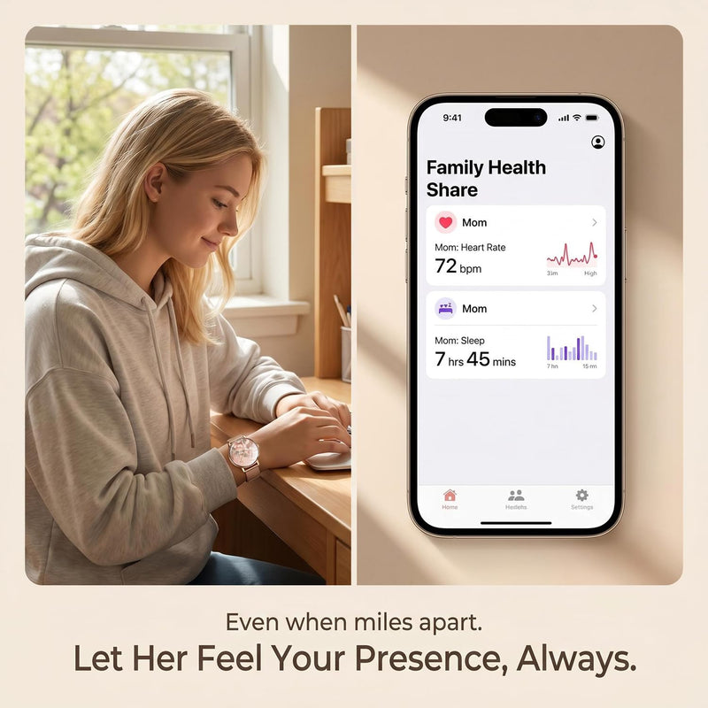 Smart Watch Lightweight for Women: 1.32” AMOLED Display Rose Gold with 2 Bands - IP68 Waterproof Fitness Tracker Smartwatch Compatible iPhone/Android - Gifts for Women 15–45