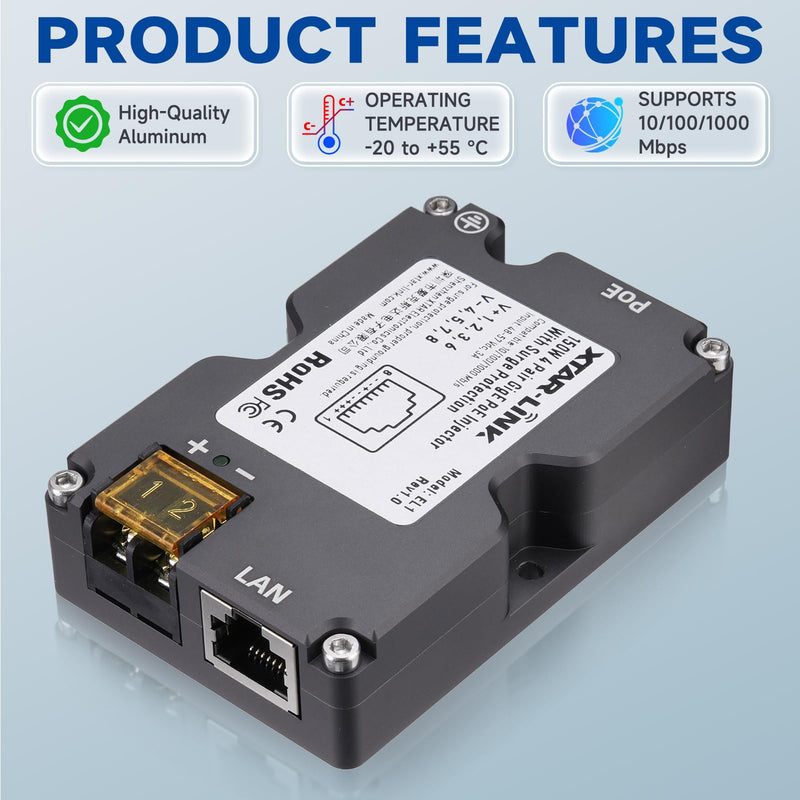 150W GigE Passive PoE Injector for Starlink Internet Kit Satellite -Built-in Surge and ESD Protection -48-57V PoE Power Injector Compatible with Starlink Satellite Dishy Gen2 V2 150w GigE Passive PoE Injector