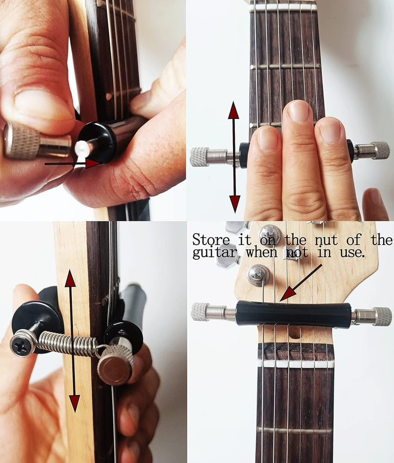 Guitar Capo Guitar Rolling Capo Sliding Capo Adjustable Capo Rubber and Stainless Steel Capo for Tuning Tone of String Instruments Like Folk Classic Acoustic Electric Guitar Ukulele Mandolin Banjo