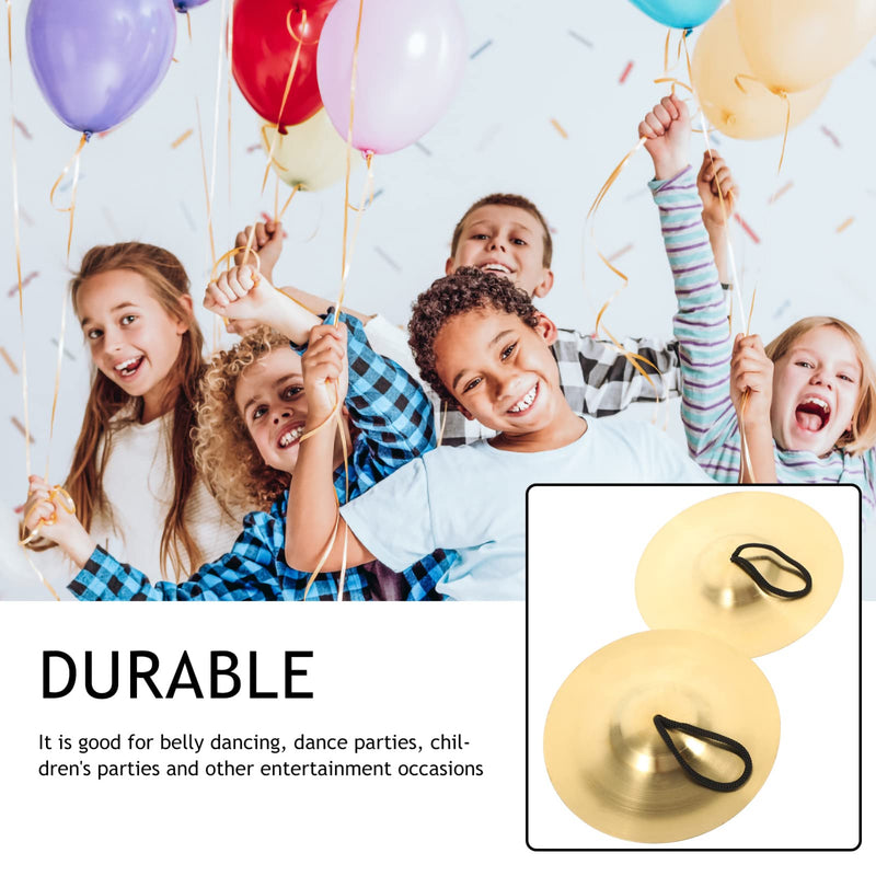 Vaguelly 1 Pair Hand Cymbals, 6 Inch Small Marching Cymbal Copper Finger Cymbals, Metal Finger Zills with Band Percussion Instrument for Adults, Kids, Party Gold 15X15cm