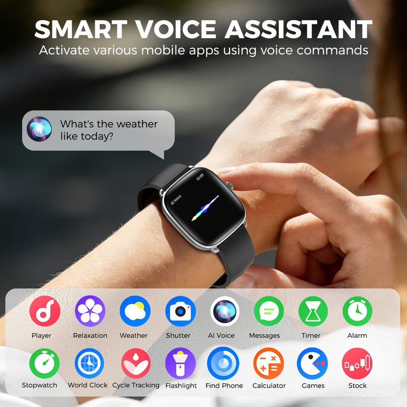 BRIBEJAT Smart Watches for Women Men, 1.75” AMOLED Touchscreen, Bluetooth Calling, Heart Rate/SpO2/Sleep Monitor, 10 Day Battery, IP68 Waterproof Finess Watch Compatible with iPhone Android (Silver) Silver 1.75"