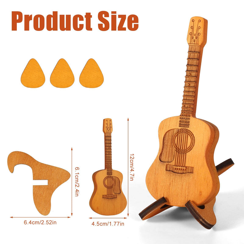 Guitar Pick Box, Wooden Acoustic Guitar Pick Case Custom Guitar Pick Holder with 3 Guitar Picks and Stand Guitar Pick Rack Guitar Pick Storage Container for Guitar Electric Bass Ukulele Lovers