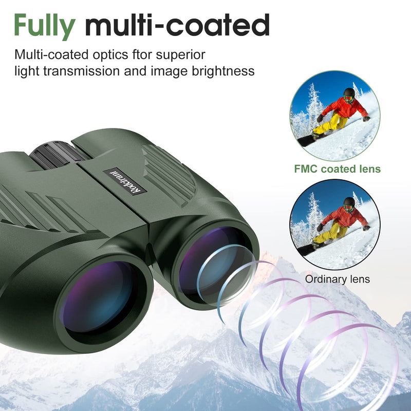 20X25 Compact Binoculars for Adults,Large Eyepiece Waterproof Binocular,Easy Focus Small Binoculars for Bird Watching,Hiking and Concert,Green
