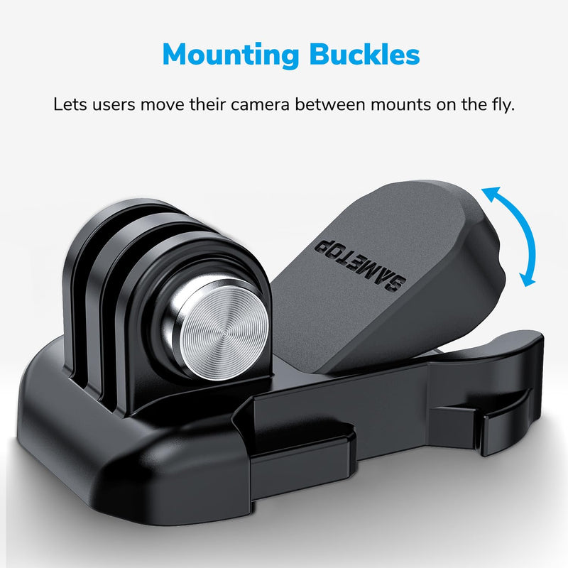 Sametop Helmet Sticky Mounts Adhesive Buckle Mount Screw Accessory Kit Compatible with GoPro Hero 12 11 10 Max 9 8 7 6 5 Session DJI Osmo Insta360 AKASO Action Cameras (12 in 1)