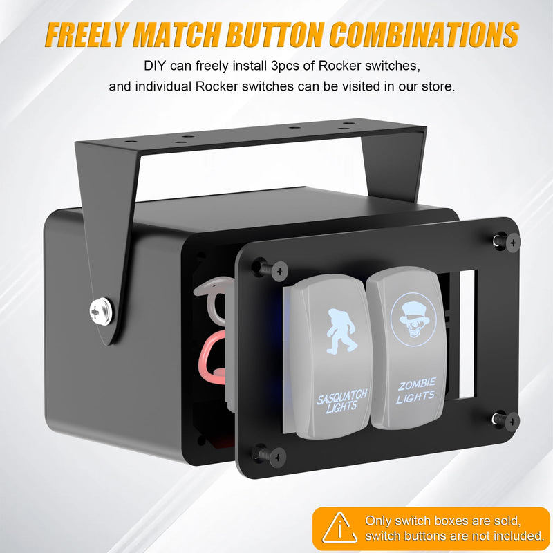[AUSTRALIA] - Rocker/Toggle Switch Box - 3 Gang Switches Installation housing for Pickup Truck Car UTV Off Road Marine… Small-3 Gang 