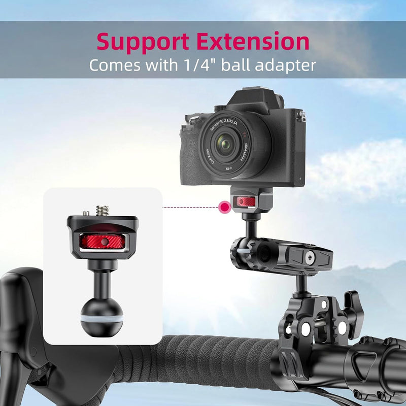[AUSTRALIA] - ULANZI Super Clamp Double Camera Clamp with 1/4" Adapter, CO17 Crab Plier Clip Bracket Mount Monitor Magic Arm Double Ball Head Adapter for Photo Studio Light Stand, Photo Boom Stand, Cross Bars 