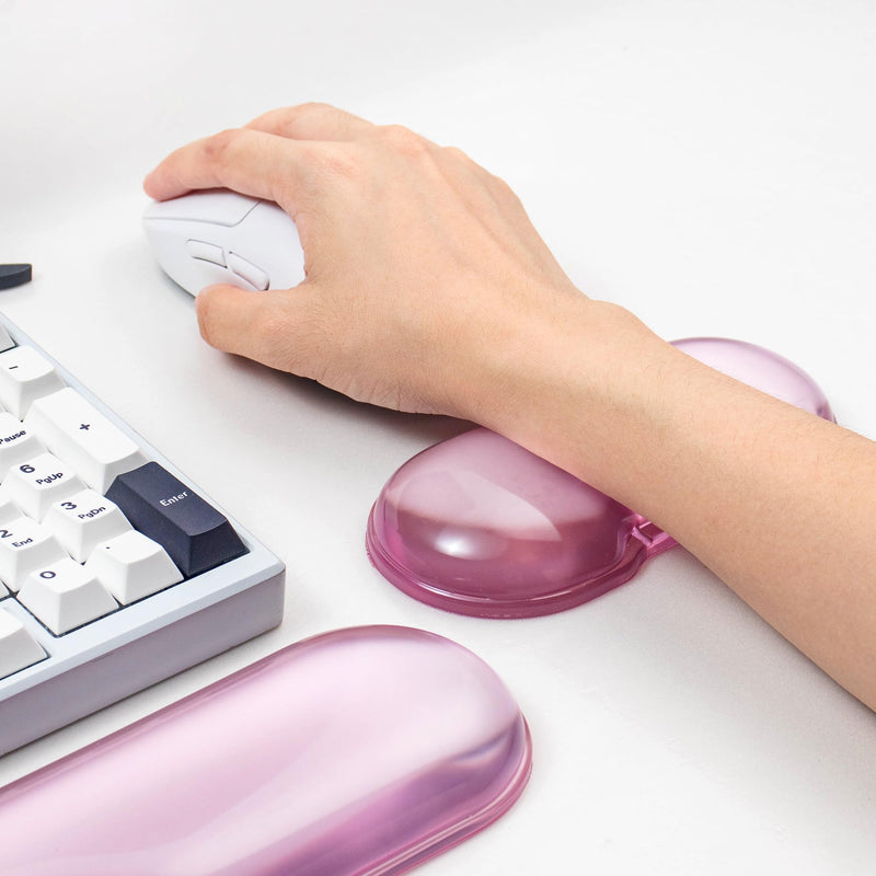 Gel Wrist Rest for Keyboard and Mouse, Pink Wrist Rest Set | Cute Wrist Rest for Computer Keyboard 60%/68%/75%,Comfort & Support for Typing and Gaming