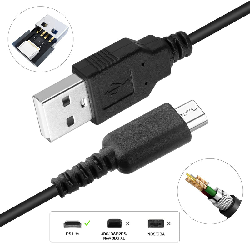 2 Pack DS Lite Charger Cable, NDSL USB Cord Charging Adapter Compatible with Nintendo DS Lite/DSL (4 ft)