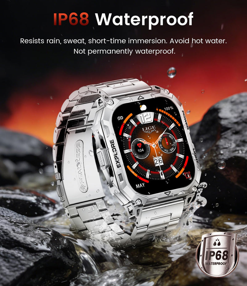 Smart Watches for Men(Answer/Dial Call), 2,01'' Super Large Military Smartwatch with 900mAh High-Capacity Battery/Led Flashlight/Heart Rate/Sleep Monitor, IP68 Waterproof Fitness Watch for Android iOS TX13-F