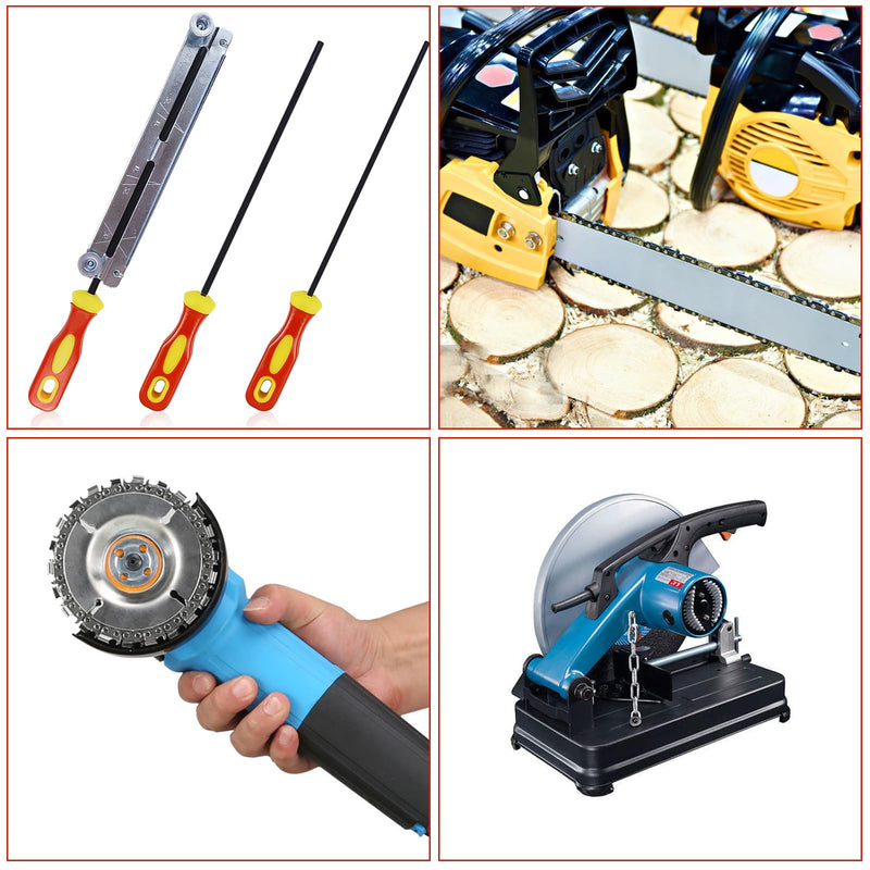 3 Pieces File for Chainsaw with Handle and File Holder Horse File Chainsaw File Set Chainsaw Round File 4.0 mm, 4.8 mm, 5.5 mm 3 Sizes for Chainsaws a