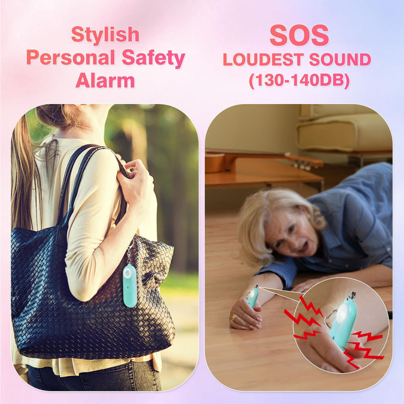 Personal Safety Alarm for Women - 130dB Self Defense Keychains Siren Whistle, Replaceable Battery with SOS LED Strobe Light - Emergency Security Safe Protection Devices for Kids Elderly Blue Light 1