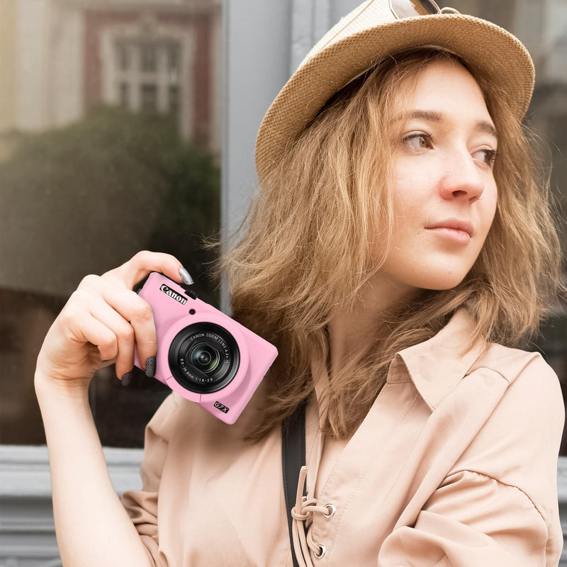 [AUSTRALIA] - G7X III Case for Canon Powershot G7X Mark III Digital Camera, Soft Silicone G7X III Camera Case Accessories, Protective Case Cover for G7XIII G7X3 with Detachable Lens Cover - Pink 