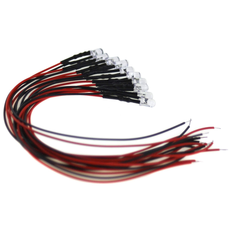 10 x 5 mm LED, 5 V, blue, with 20 cm connection cable and integrated series resistor