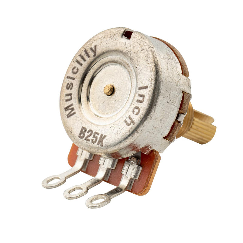 Musiclily Pro HD B25K Pots Brass Standard Split Shaft 3/8 Inch Linear Taper Potentiometers for Active Pickups Electric Guitar Bass (Set of 10) B25K 3/8 inch