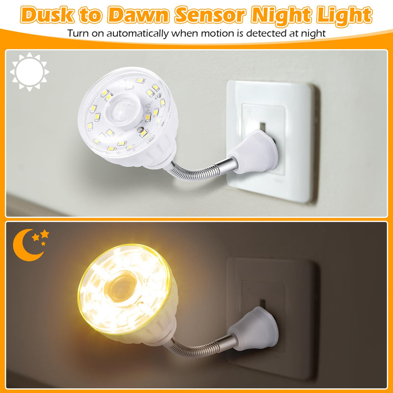 [AUSTRALIA] - Yahenda 3 Pack Motion Activated LED Night Light Plug in Smart Dusk Dawn Sensor Light PIR Infrared Sensor Motion Detector Lamp Flexible Rotating for Hallway Stairway Garage Basement(Warm White) Warm White 
