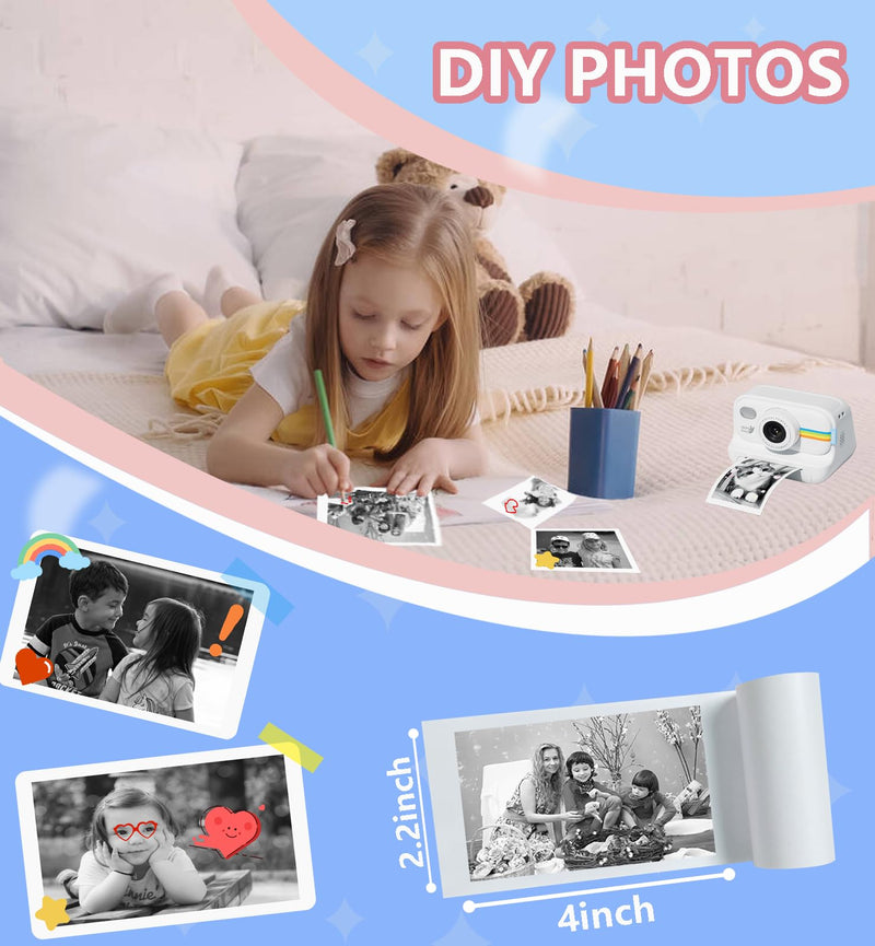 [AUSTRALIA] - 6 Roll Printer Paper for Kids Instant Print Camera, HD Printing Thermal Print Paper Set, Refill Replace Camera Printer Paper-White 