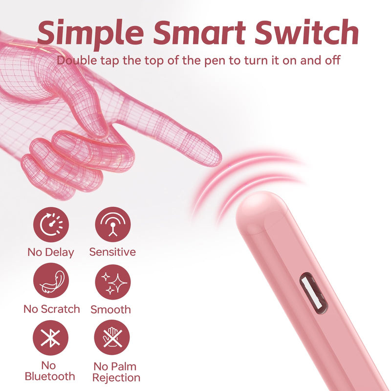 Kenkor Samsung Tablet Pen for Samsung Galaxy Tab A11+/A11/A9+/A9/A8/A7 Lite | Stylus Pen for Android Tablet/Phones, Fast Charge, Compatible with iPhone/Switch/OPPO/XiaoMi/Vivo/Poco X8 Pro, 4 POM Tip Gradient Pink