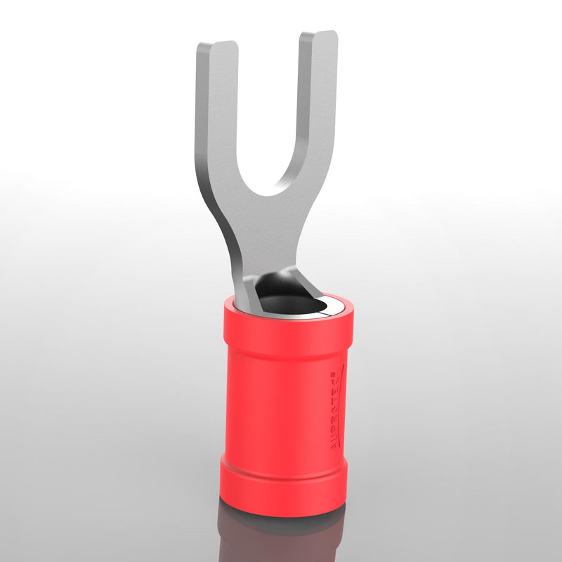 [AUSTRALIA] - AUPROTEC 100x Fork Cable Lugs 0.5-1.5 mm² Red, Hole Diameter M4 Partially Insulated PVC SV Cable Connector Made of Tin-Plated Copper 100 Stück 0.5 - 1.5 mm² red, M4 