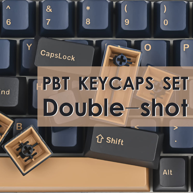 Blue Samurai PBT Custom keycaps ，135 Keys OEM Profile Double-Shot Key Cap Set for Cherry/Gateron MX switches 60 Percent / 64 /GK61 Gaming Mechanical Keyboard Blue Samurai