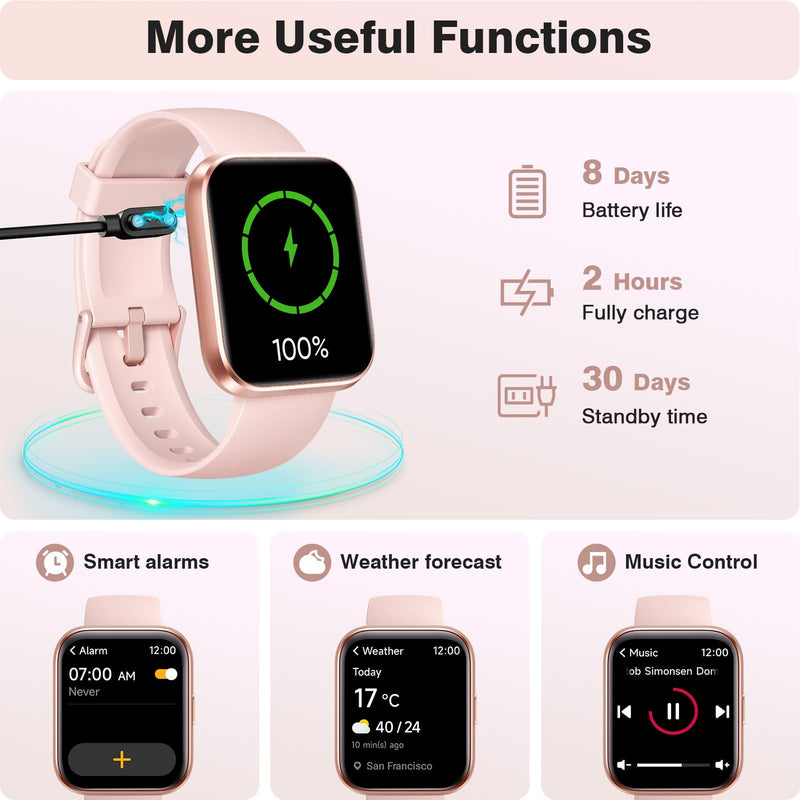 Smart Watch for Women Men Android & iOS, Alexa Built-in [1.8" +1.27'' HD Screen] IP68 Waterproof Fitness Watch with Bluetooth Call (Answer/Make), Heart Rate/Sleep/SpO2 Monitor, 105 Sports Track