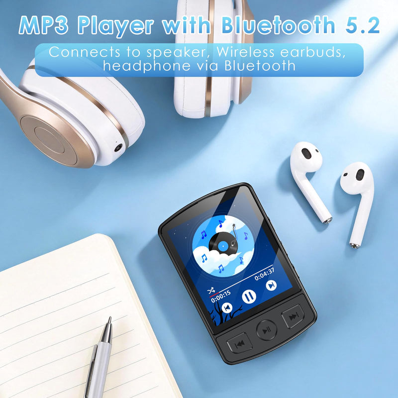 [AUSTRALIA] - Fohil MP3 Player with Bluetooth 5.2, 64GB Portable MP3 Player with Clip, Mini MP3 Music Player with Earphones FM Radio E-Book Reading HiFi-Speaker, Best Gift for Music Lovers 