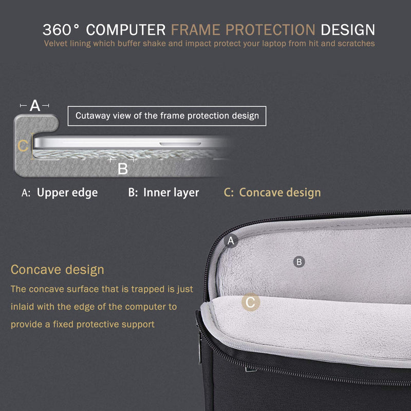 Voova 13 13.6 Inch Laptop Sleeve Case Compatible with MacBook Air/MacBook Pro 13 M2/M1,13.5 Surface Laptop 5/4, Surface Pro X / 9/8, iPad Pro 12.9, Waterproof Computer Bag Cover with Handle, Black 12.6-13.6 Inch