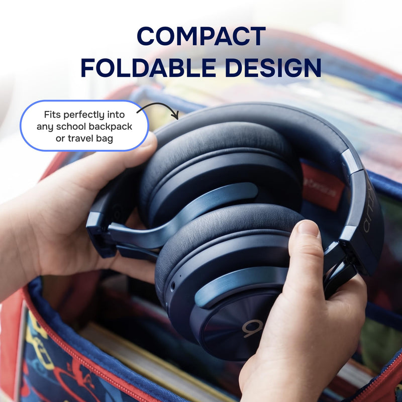 ARTIX Wireless Headphones for Kids Bluetooth Headphones for School (Blue) | Built-In Microphone, Adjustable Headband, Dual Mode, Foldable, Bluetooth 6.0, 40 Hours Playtime, Over-Ear Head phones Blue