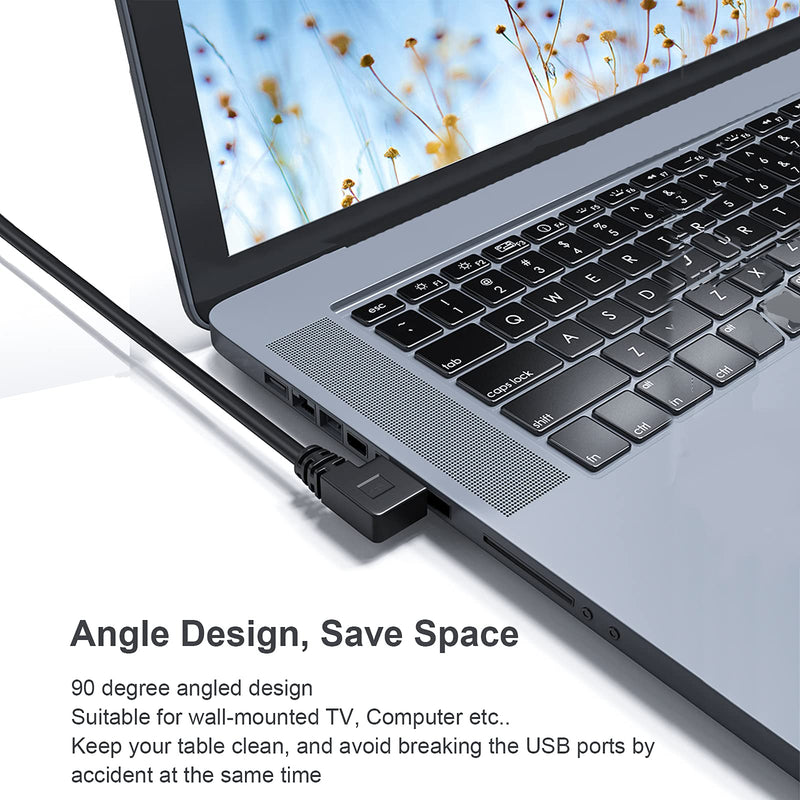 SuperSpeed USB 3.0 Male to Female Extension Data Cable Left and Right Angle 2PCS by Oxsubor(20CM,8IN)