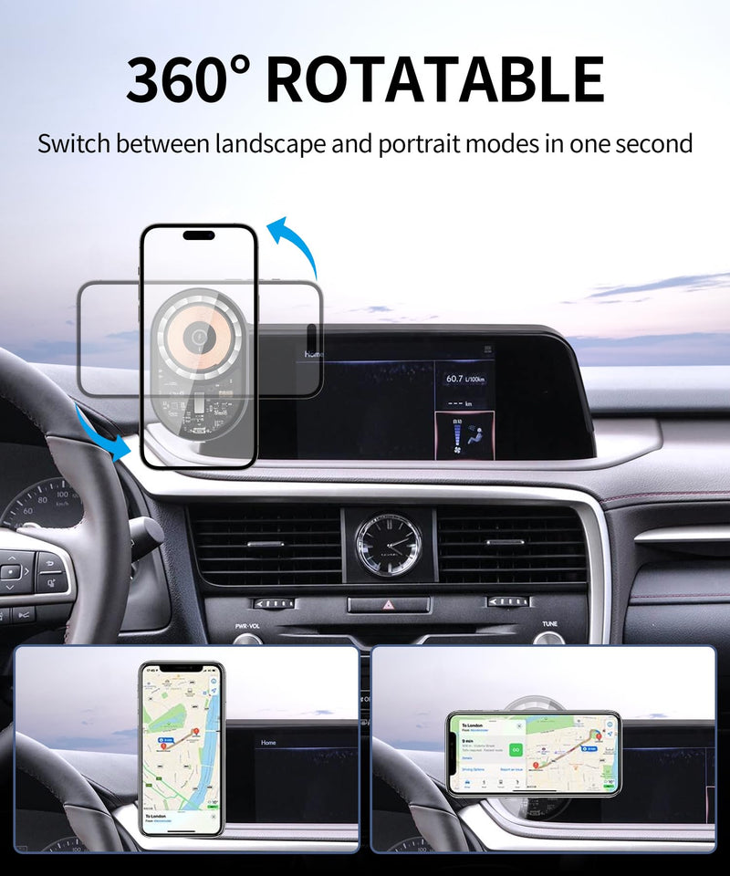 Wireless Charging Car Phone Holder for Lexus RX/Hybrid 2020-2022, 8" Screen | Magsafe Accessories Fast Charging Magnetic Cell Phone Holder Clip Compatible with iPhone Android, 3D Fit Vehicle Phone Stand 8-inch for 2020-2022 RX/RX Hybrid