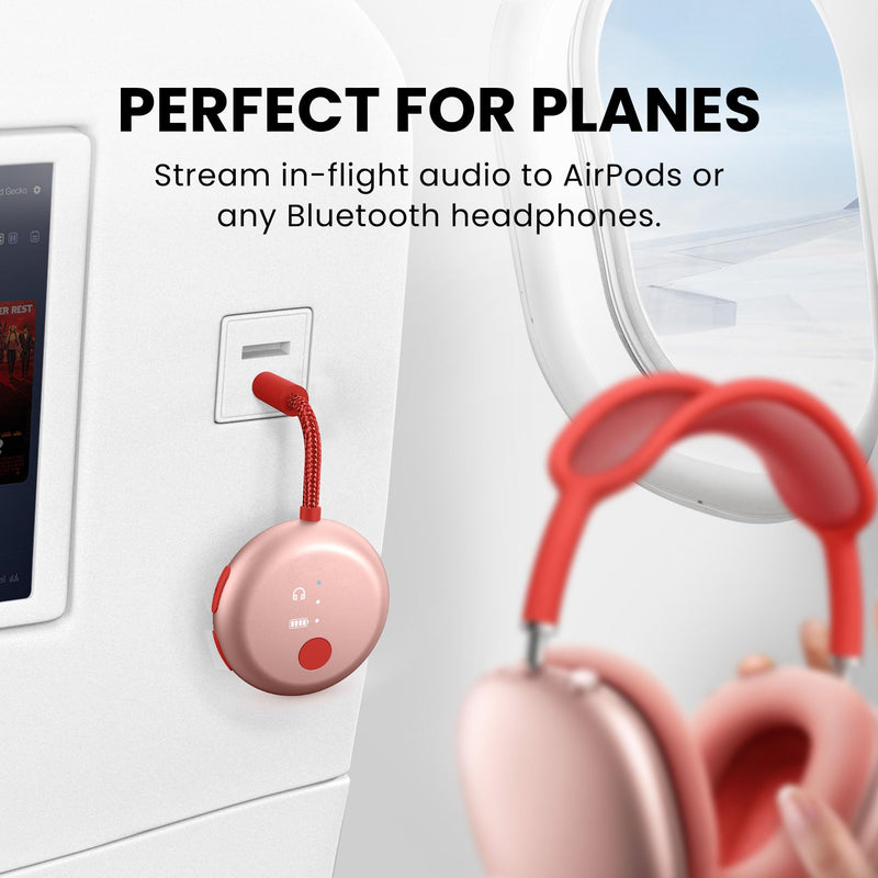Avantree SoundJet R1& Clan N1 Bundle - Airplane Bluetooth 5.3 Adapter - Active Noise-Canceling Wireless Earbuds for Music, Calls While Commuting with Hybrid ANC, Transparency Mode