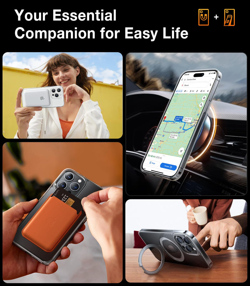TORRAS Magnetic Ostand for iPhone 15 Pro Max Case, [Military Grade Drop Tested][Compatible with MagSafe][Build in Kickstand] Clear Slim Hard Back Soft Edge Anti-Fingerprint, Clear Crystal Clear