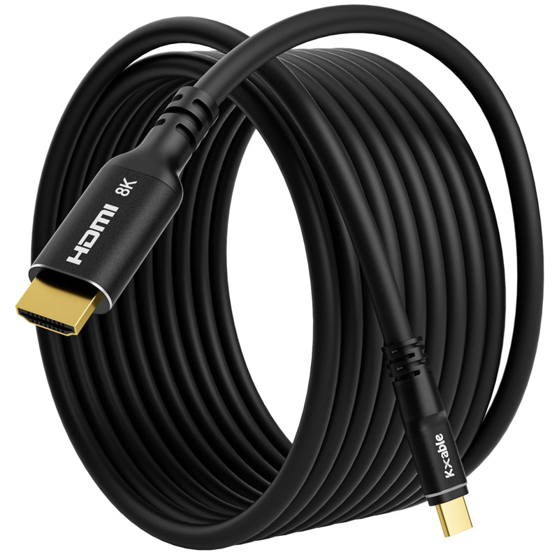 8K USB C to HDMI 2.1 Cable 30 FT, (8K@60Hz,4K@120Hz, HDR), Thunderbolt 3/4 Compatible, for iPhone 15 Series, MacBook Pro/Air, iPad Pro, Galaxy S23, Note 20, Surface, Dell, HP, with 2 HDMI Adapters 30FT