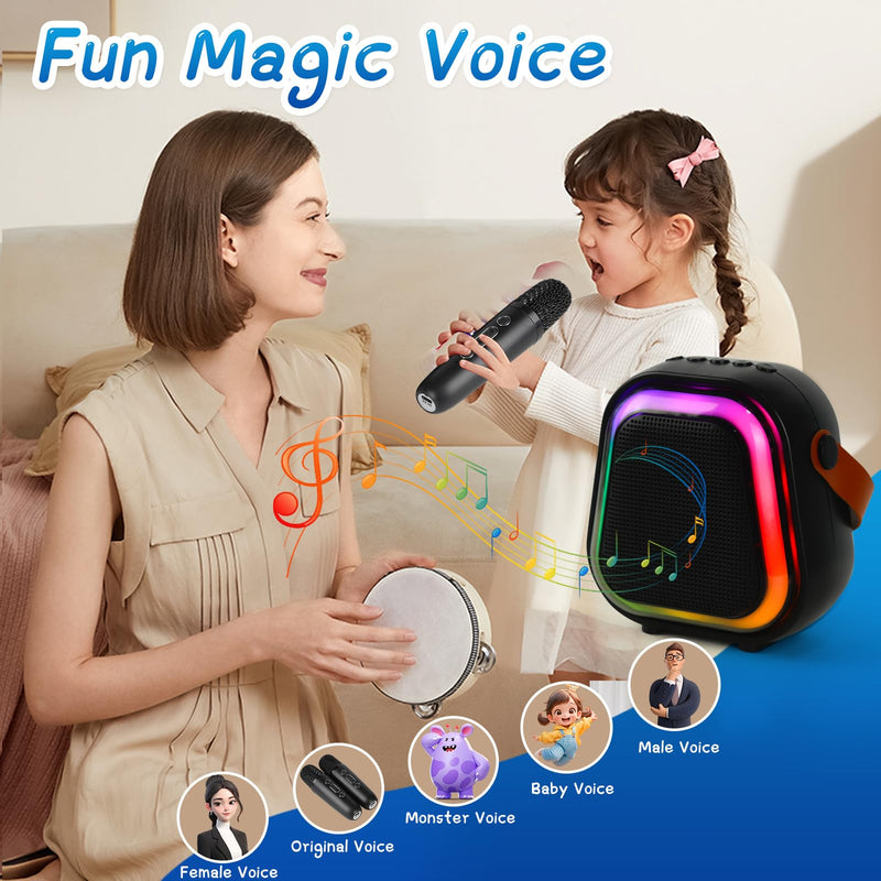 Kids Karaoke Machine for Adults, Portable Bluetooth Mini Karaoke Microphone, Singing Speaker with 2 Wireless Mic and Party Light, Birthday Gifts for Boys Girls, Family Home Party