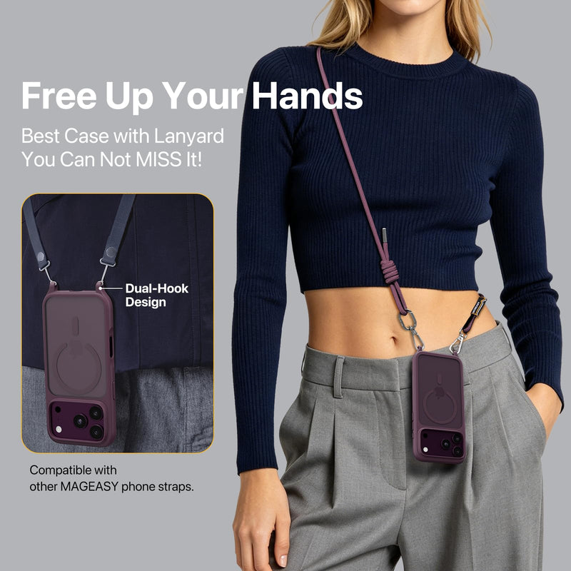 MAGEASY Roam MagSafe Crossbody iPhone Case with Adjustable Strap for iPhone 18 Pro Max & 17 Pro Max, Magnetic Case with Detachable Lanyard, 16FT Drop Defense, Camera Control Compatible (Transparent) iPhone 17/18 Pro Max Transparent