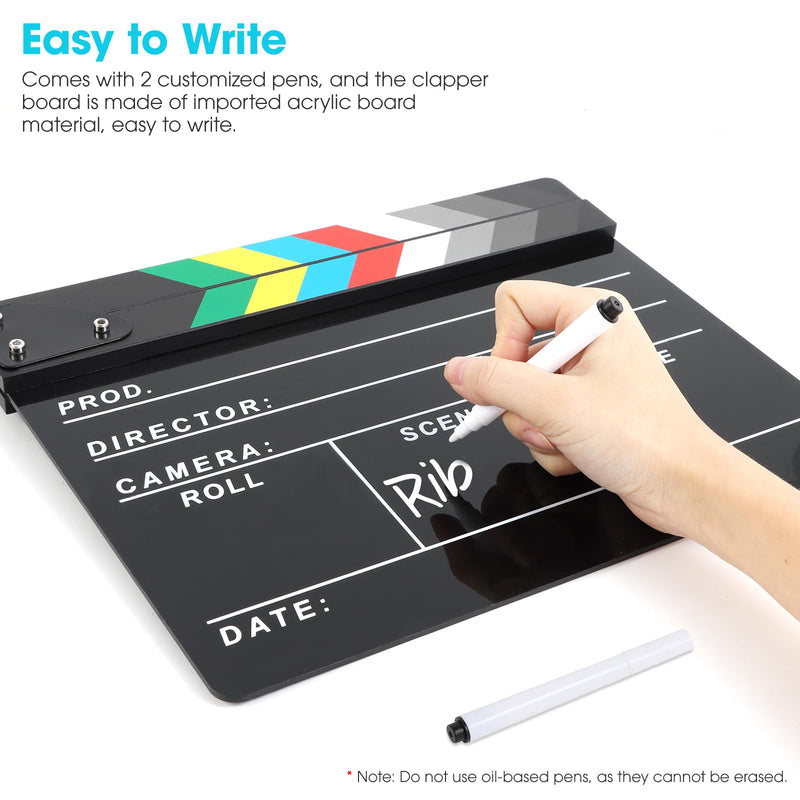 [AUSTRALIA] - Acrylic Movie Film Directors Clapboard, Photography Video TV Cut Action Scene Slate Clapper Board Props, Black 