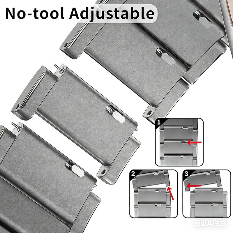 Stainless Steel Band for Apple Watch 11/10/9, Ultra 3, SE 3, Ceramic-Like | MaKTech No-Tool Link Removal Bracelet, 316L Deployment Clasp, for Apple Watch Series 11/10/9/8/7, Ultra 3/2/1, SE 3/2/1 42mm/41mm/40mm Gold