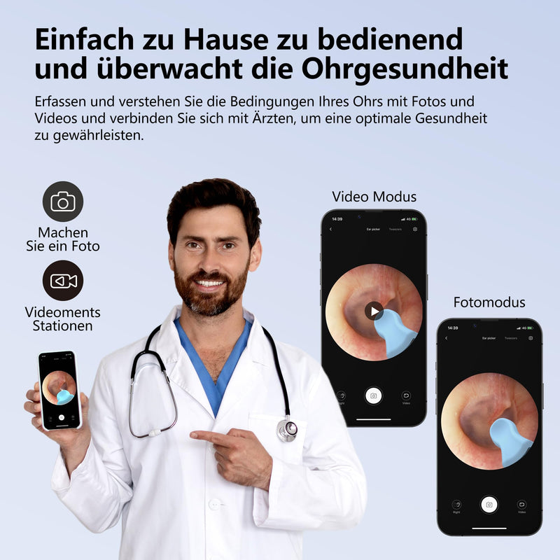 Ear Wax Remover Otoscope: 1080P WiFi Ear Cleaner Camera, IP67 Waterproof Ear Cleaner, 360° Wide Angle Ear Cleaning Camera, 3.5 mm Lens Ear Endoscope with 6 LEDs for iPhone, iPad and Android