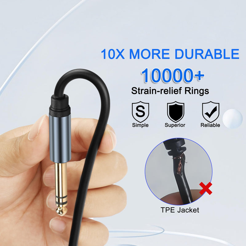 1/4 inch TRS Stereo Cable 6.35mm Male to 6.35mm Male TRS Stereo Audio Cable 0.98FT 1/4" Instrument Stereo Aux Jack Adapter Cable for Guitar Bass Amplifier 2pcs