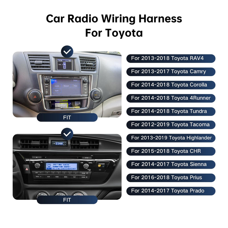 16PIN Radio Harness for Toyota Camry RAV4 2013-2018 No Wire Cutting | Keeps Original JBL Amplifier, 360/Rear Camera, TPMS Info and SWC, Also Fits Corolla Highlander Corolla Tundra Sienna 4Runner CAN004-1-R 6 Plugs