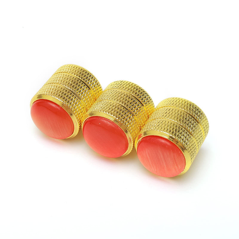 3PCS Gold Metal Guitar Speed Control Knobs Volume Tone Control Knobs with Red Dome for 6mm Shaft Pots