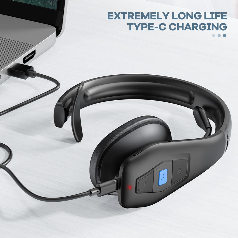 Conambo 2024 Upgraded Bluetooth Headset with Microphone, Trucker Headset with CVC8.0 Dual Mic Noise Cancelling & Mute Button, 35Hrs HD Talktime Hands-Free Wireless Headphones for Driver Home Office