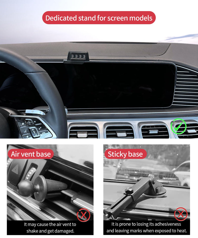 Auto Clamp Car Phone Holder for Mercedes-Benz GLE/GLS-Class 2020-2026 | 12.3" Screen Universal Mechanical Clip Cell Phone Mount Accessories Fit iPhone Android,Automobile GPS Dashboard Cradle